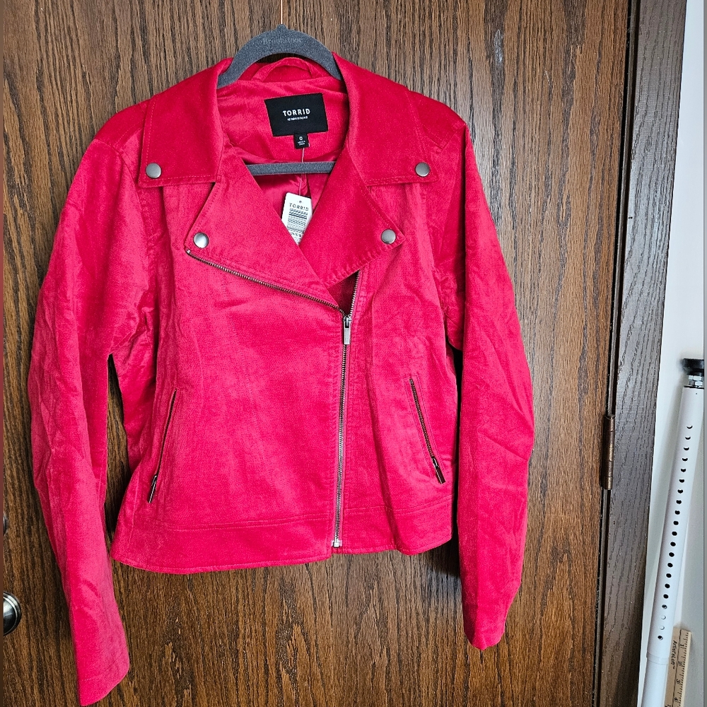 Torrid Women's Vibrant Red Velvet Jacket